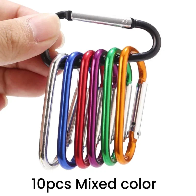 10PCS 5# Carabiner Keychain Alluminum D-ring Buckle Multi Colors Carabiner Snap Hook Clip Keychains Camping Backpack Buckle