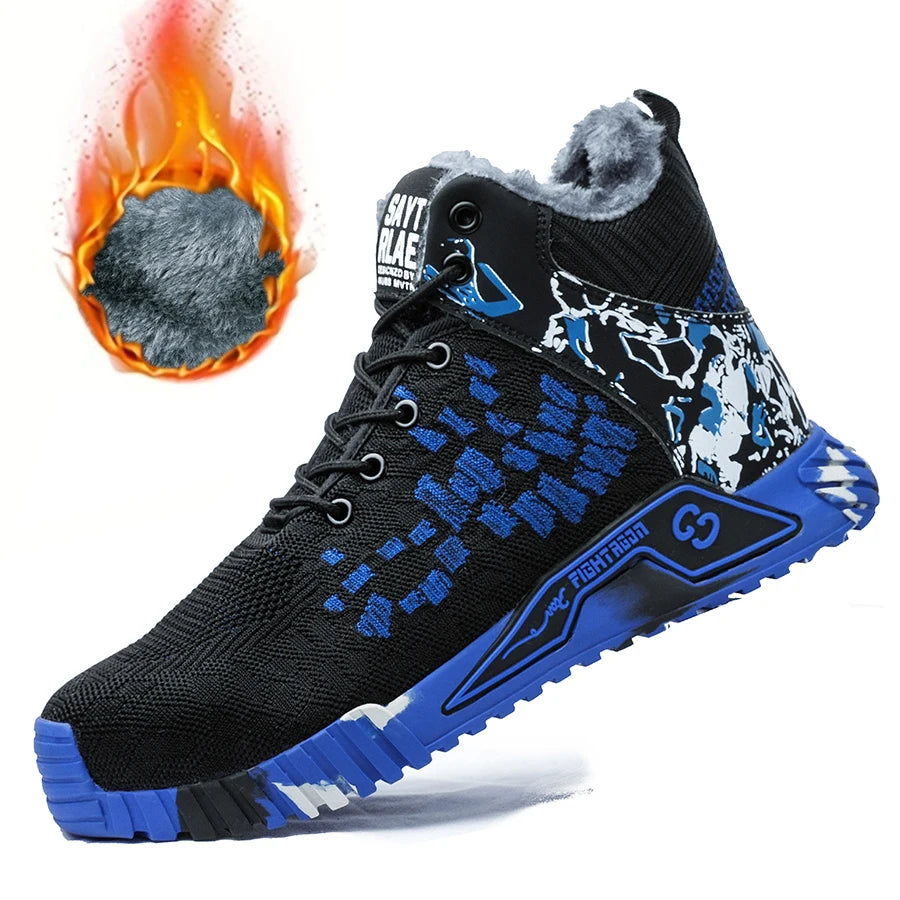 Winter Men Boots Steel Toe Safety Shoes Winter Boots Keep Warm Fur Security Protection Shoes Anti-Smash Thick Plush Work Boots