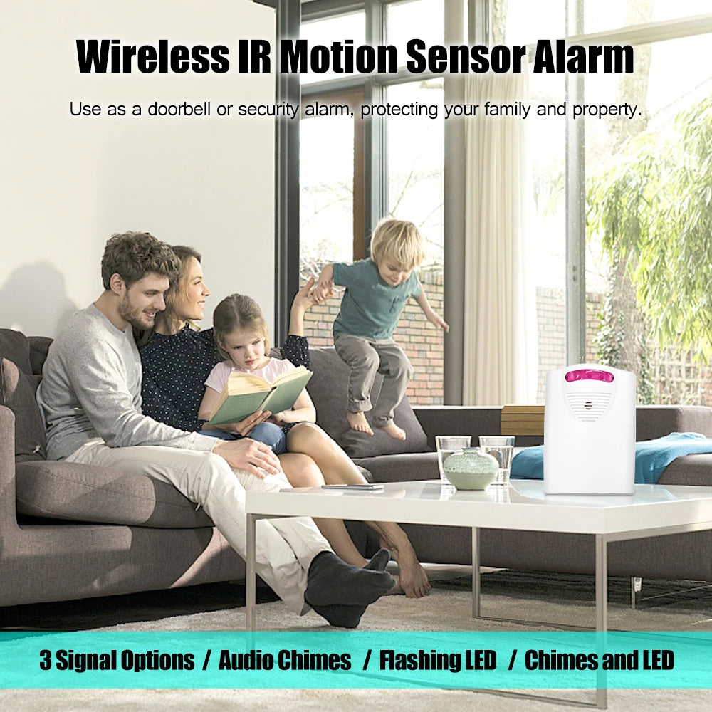 Multifunctional Wireless Driveway Alarm IR Motion Sensor Alarm Doorbell 1 Receiver 2 Transmitters for Home Outdoor Use