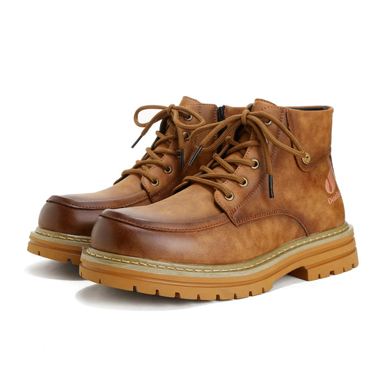 Hike Boots for Men Vintage Leather Shoes Rubber Sole Slip Resistant Safety Shoes Waterproof Brown Motorcycle Boots Size41-46