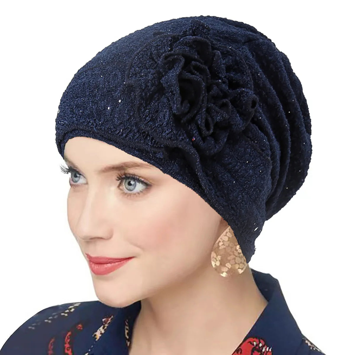 New Women Gold Silver Turban Hats Chemo Bandana Hijab Pleated Indian Cap Turbante Hat Ladies Hair Loss Headscarf Muslim Headwear