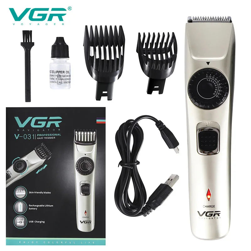 VGR Self-service Hair Clipper Men's Electric Clippers Rechargeable Hair Trimmer for Barber Beard Trimmer 1-20mm Haircut Machine