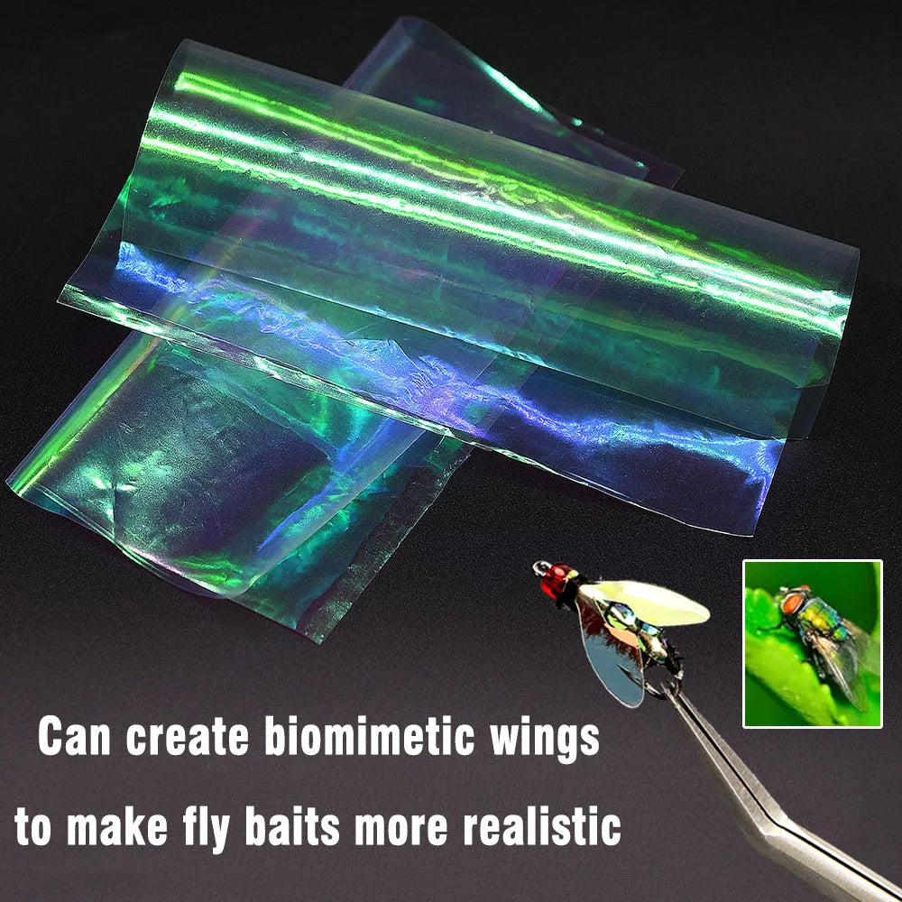 MNFT 2PCS Plastic Rainbow Fish Skin For Fly Tying Streamer Fly Tying Material