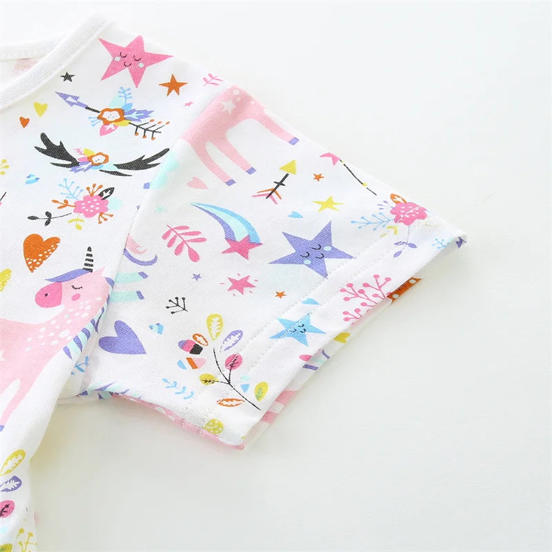 2-7T Jumping Meters Rainbow Short Sleeve Baby Princess Dresses Summer Girls Party Dress Children Clothing Toddler Dresses