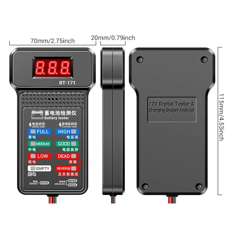 2023 New Universal Car Battery Tester 12V 24V 100-2000CCA Battery Load Tester Tool with LCD Screen Automatic Alternator Analyzer