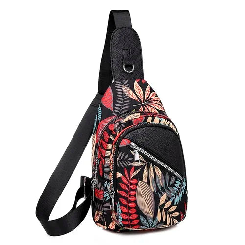 Trendy Ethnic Chest Bag for Women, Multiple Pockets, Large Capacity, Crossbody Bag for Coins, Mobile Phone, Cards, and Wallet