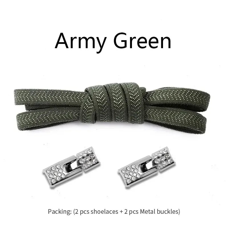 Elastic Laces Sneakers Diamond Cross Locks Shoelaces Without Ties Kids Adult 8MM Width No Tie Shoe Laces Rubber Bands Shoelace