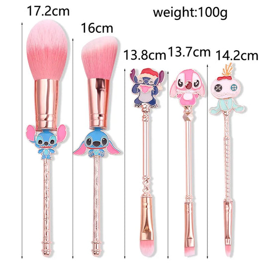 5pcs/lot Lilo and Stitch Cartoon Figure Makeup Brush Anime Cute Stitch Dolls Model for Women Girl Makeup Brush