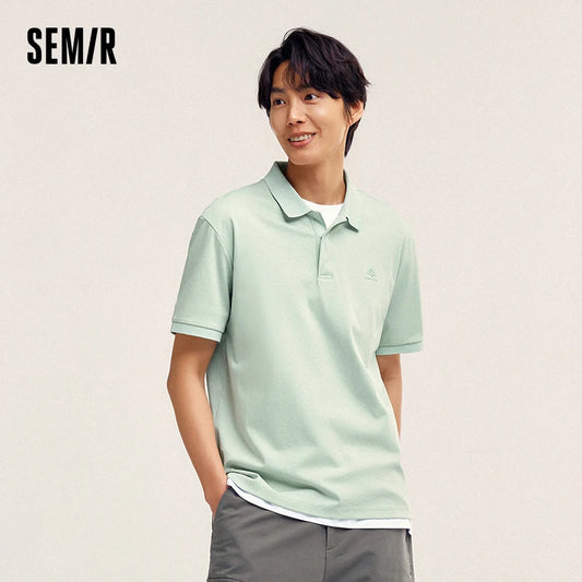 Semir Polo Shirt Men 2024 Summer New Simple Commute Style Soft Cotton Top With Half-Zip