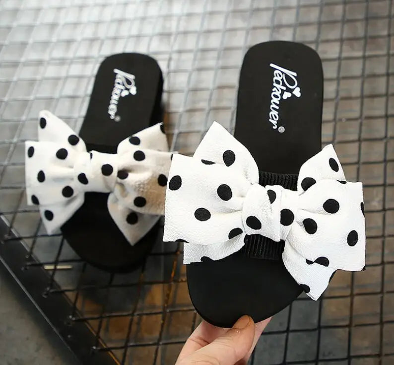 Slippers Women Wear Summer New Fashion Sandal Beach Slides Polka Dot Bow Shoes Comfortable Platform Flip Flops Woman's Sandalia