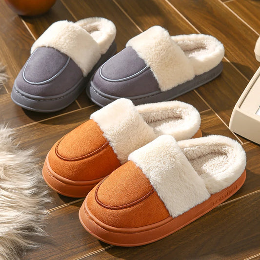 2024 New Winter Trend Concise Indoor Mule Warm Cosy Non-slip Plush Slippers For Women Closed-toe Slides Ladies Home Cotton Shoes