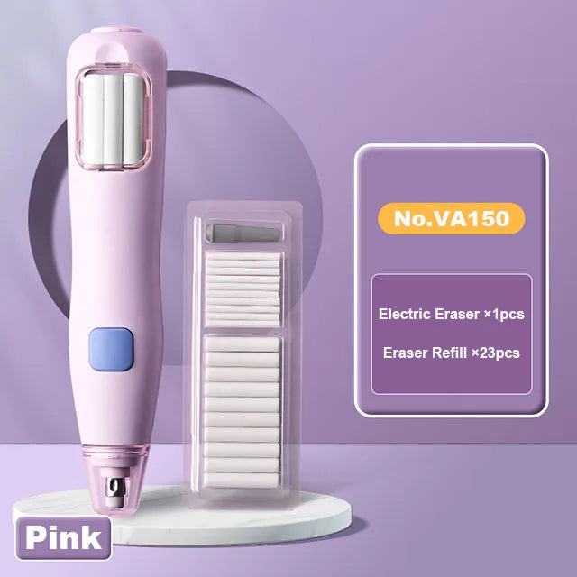 Deli Electric Rubber Pen Automatic Eraser with Erasers Refills Battery Power for Kids Sketch Drawing Erasing Stationery Supplies