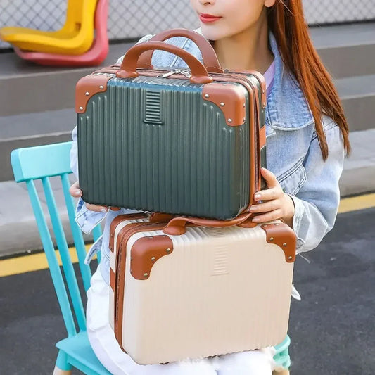 14 inch Mini Women Travel Suitcase Storage Bags Cosmetic Box Hand Luggage Organizer Makeup Case Small Password Box Boarding Case