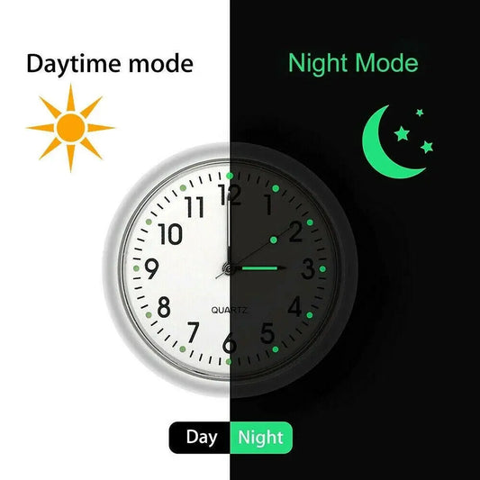 40mm Mini Luminous Car Clock Digital Watch Mechanics Quartz Clocks Stick-On Auto Ornament Accessories