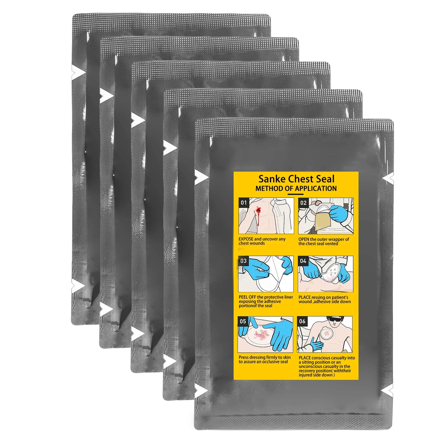 SANKE RESCUE Vent Chest Seal Military Trauma Dressing First Aid Kit Sterile Wound Care Ifak Refill Kit Occlusion band-aid