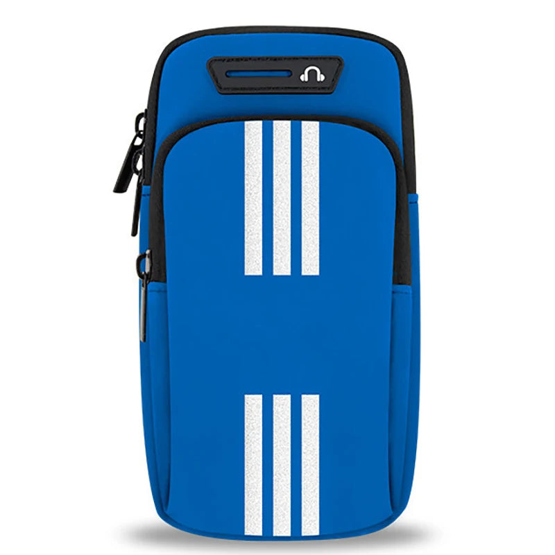 HAISSKY New Reflective Stripe Armband Bag For iPhone 15 14 13 12 Pro Max 15 Plus Elastic Zipper Running Sports Arm Phone Pouch