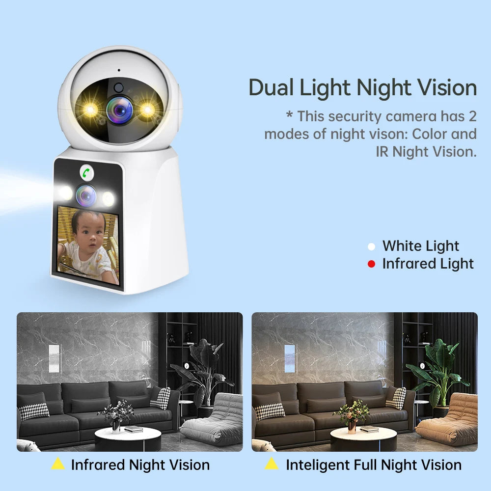 DIFANG yoosee 4K Two Way Video Call WiFi Camera, Dual Lens, Auto Tracking, Night Vision, Indoor Wireless Baby Monitor Camera