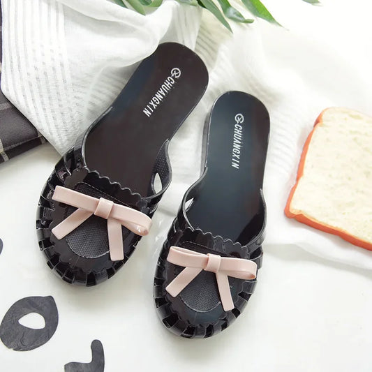 Women Slippers Summer New Women's Shoes Sandals Flat PVC Jelly Shoes Women's Beach Slippers Women's Trendy Toe Shoes Fashion