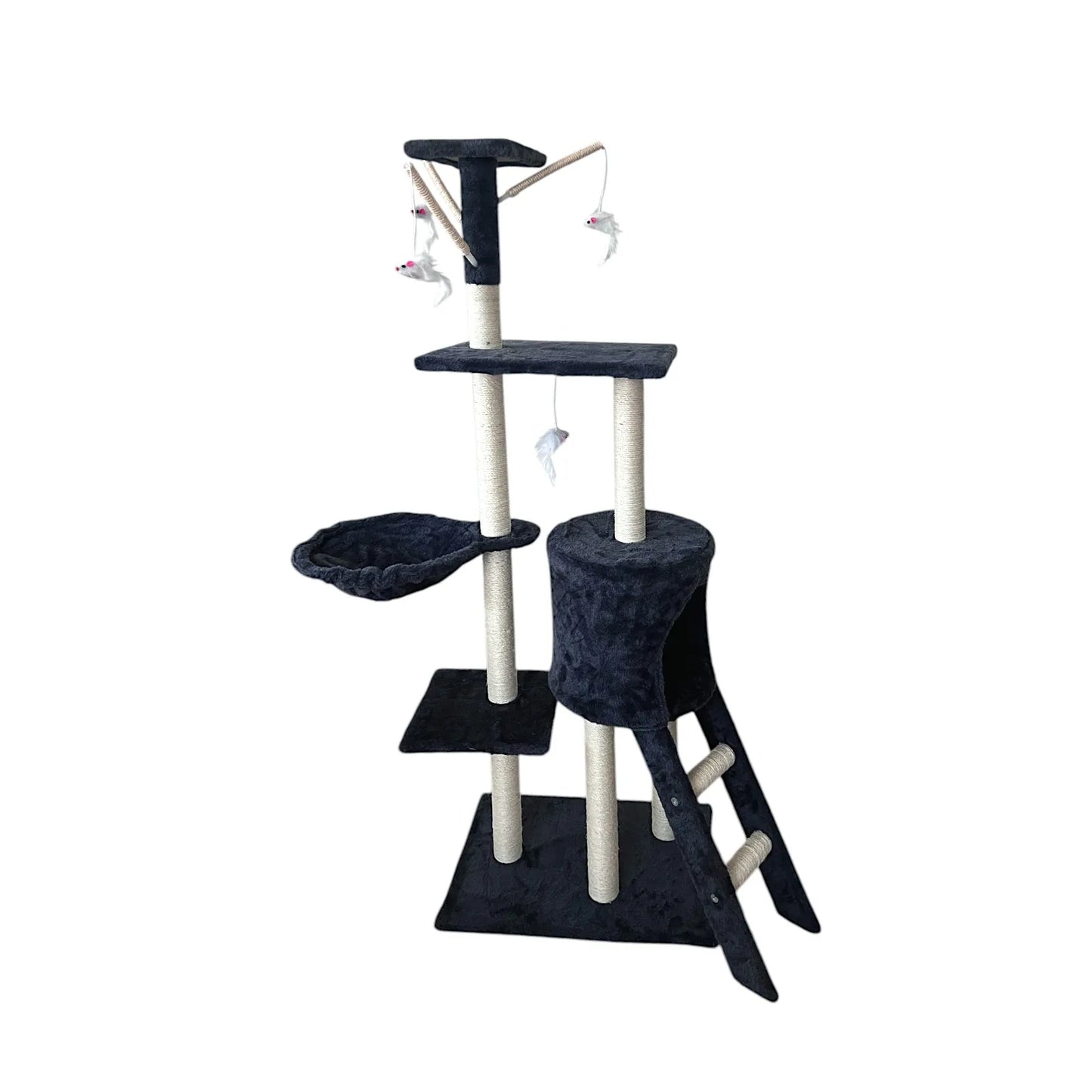 Scratching Tree 50X35X138 cm Gray Natural Sisal Post Cat Tree with Platform Scratching Tower for 2-3 Medium Cats Stable Scratching Post with Nests Hammock Platforms Toy. Ct23 Pct