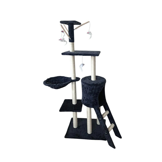 Scratching Tree 50X35X138 cm Gray Natural Sisal Post Cat Tree with Platform Scratching Tower for 2-3 Medium Cats Stable Scratching Post with Nests Hammock Platforms Toy. Ct23 Pct
