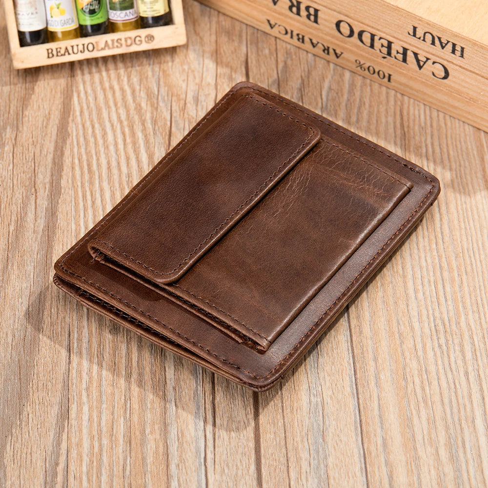 WESTAL Men's Purse Leather for Coin Wallets Vintage Credit Card Holders Hasp Business Cards for Men Photo Wallets Coin Purses
