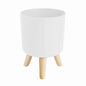 Modern Plant Pots with Wooden Legs Holder Bedroom Living Room Floor Standing Potted Flower Pot Home Garden Planters -A