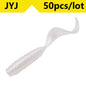 50pcs 4/5/6/8/9cm Soft Artificial Fishing Lures Swimbait Tail Grub Lures Worm Grub Lures Baits Silicone Lures Fishing Tackle