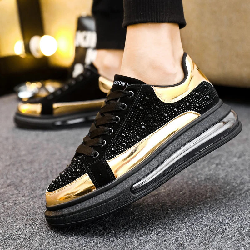 Men's Air Cushion Shining Sneakers Men Running Fashion Casual Shoes Gold Mens Shoes Comfortable Sport Shoes Zapatillas Hombre