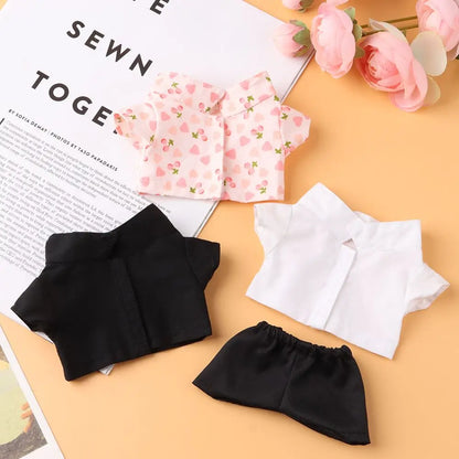 1PC Doll Shirt Pants For 20 cm Doll Clothes Black White Cute Mini Doll Clothes Dress Up Game Toys Doll Accessories Kids Gift