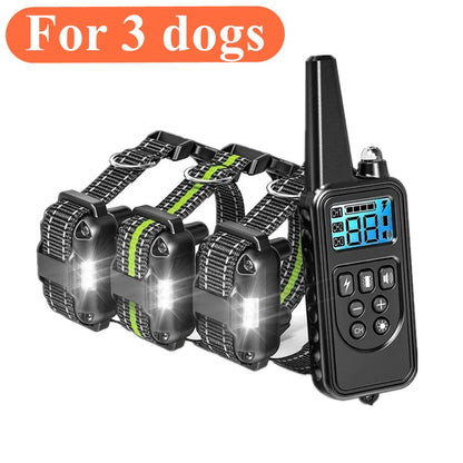 800m Dog Training Collar Remote Electronic Shock Training Collars Rechargeable Waterproof Stop Barking Dog Training Nylon rope