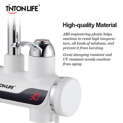 Tankless Instant Electric Water Heater Temperature Display Water Heating Kitchen Hot 3000W Water Heater with LED EU Plug