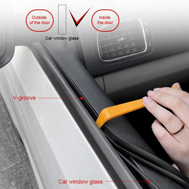V Type Car Glass Window Seal Strip Auto Rubber Sealing Elastic Band Noise Insulation Trim For Mercedes W204 W210 AMG Bmw E36 E90