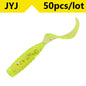 50pcs 4/5/6/8/9cm Soft Artificial Fishing Lures Swimbait Tail Grub Lures Worm Grub Lures Baits Silicone Lures Fishing Tackle