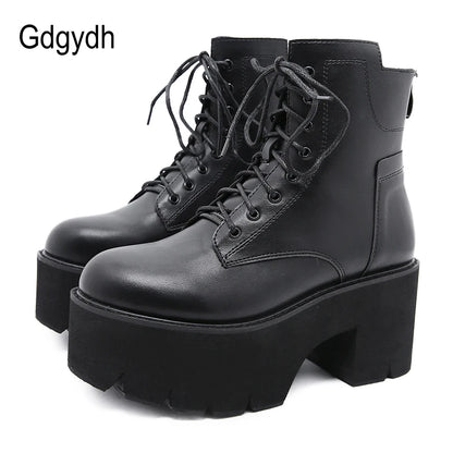 Gdgydh 2022 Wholesale Women Ankle Boots Round Toe EVA Soft Material Lace-Up Female Short Boots Thick Platform Ladies Shoes Black
