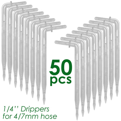 SPRYCLE 20-100PCS 1/4 Inch Connector Joint Tee Drip Irrigation Dripper Watering Garden Tools for 4mm/7mm Pipe Hose Greenhouse