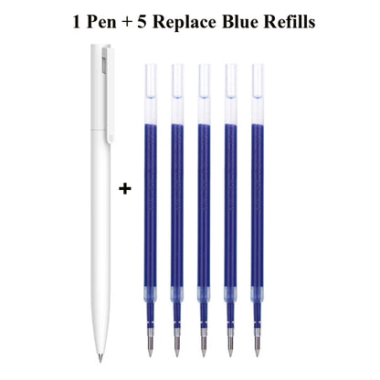 Original Xiaomi Mi Gel Pen 0.5mm Black Refill No Cap Bullet Pen Smooth Switzerland MIKRON Nib Japanese Ink OEM Blue Refills