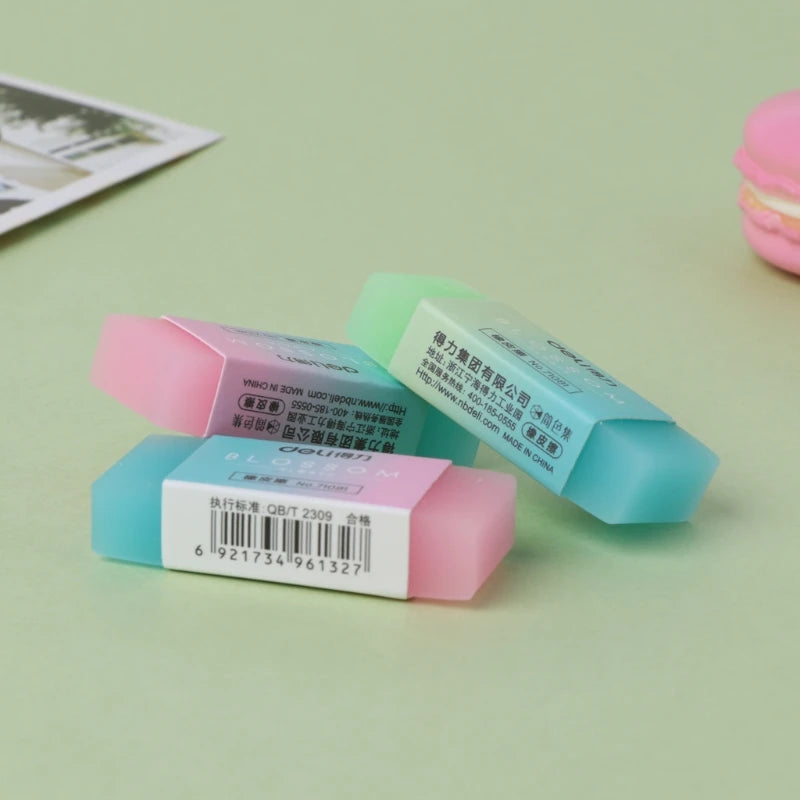 P82F Soft Durable Flexible Cube Cute Colored Pencil Rubber Erasers For School Kids