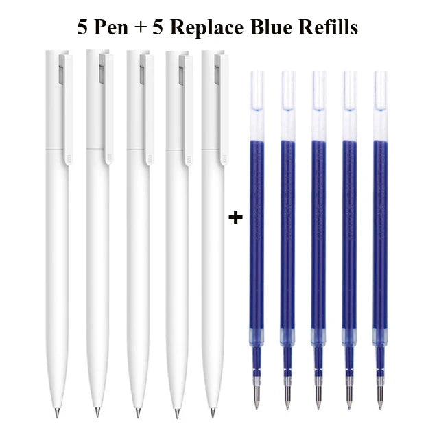 Original Xiaomi Mi Gel Pen 0.5mm Black Refill No Cap Bullet Pen Smooth Switzerland MIKRON Nib Japanese Ink OEM Blue Refills