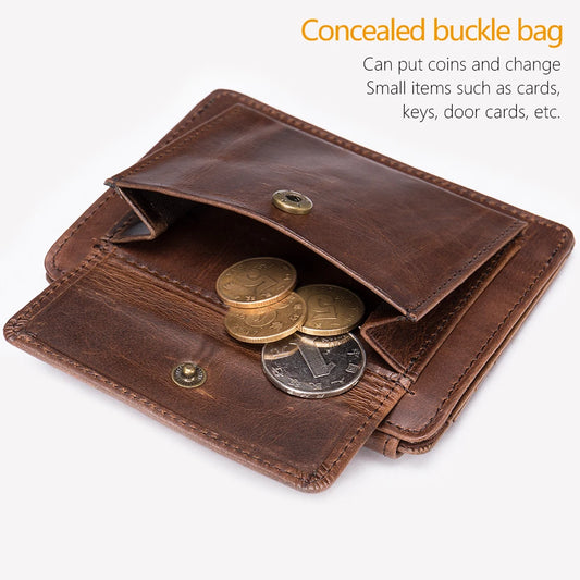 WESTAL Men's Purse Leather for Coin Wallets Vintage Credit Card Holders Hasp Business Cards for Men Photo Wallets Coin Purses