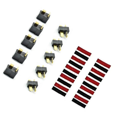 2/5/10 Pairs Red Black Ultra T-Plug Connectors Deans Style Male and Female with  heat Shrink Tubing For RC charger LiPo Battery