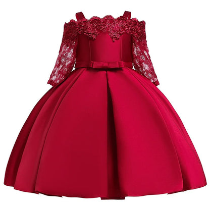 2024 One Shoulder Princess Dress Kids Clothes For Girl Evening Wedding Party Gown Costume Children Clothing 3-10 Years Vestido