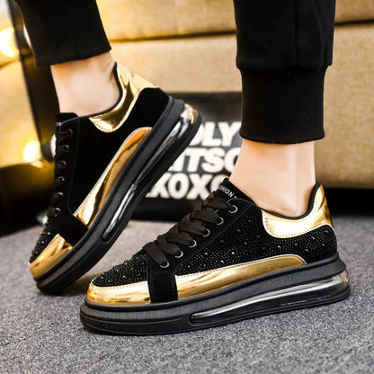 Men's Air Cushion Shining Sneakers Men Running Fashion Casual Shoes Gold Mens Shoes Comfortable Sport Shoes Zapatillas Hombre