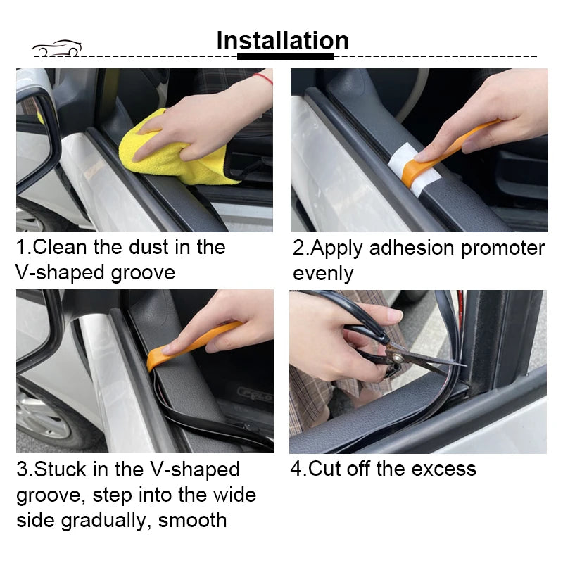 V Type Car Glass Window Seal Strip Auto Rubber Sealing Elastic Band Noise Insulation Trim For Mercedes W204 W210 AMG Bmw E36 E90