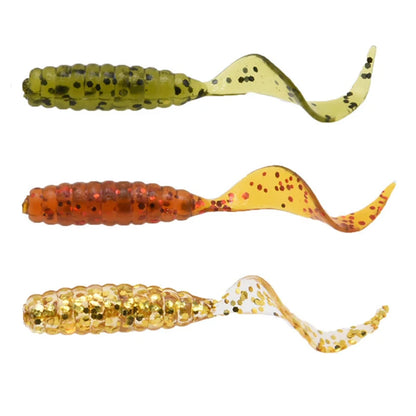 50pcs 4/5/6/8/9cm Soft Artificial Fishing Lures Swimbait Tail Grub Lures Worm Grub Lures Baits Silicone Lures Fishing Tackle