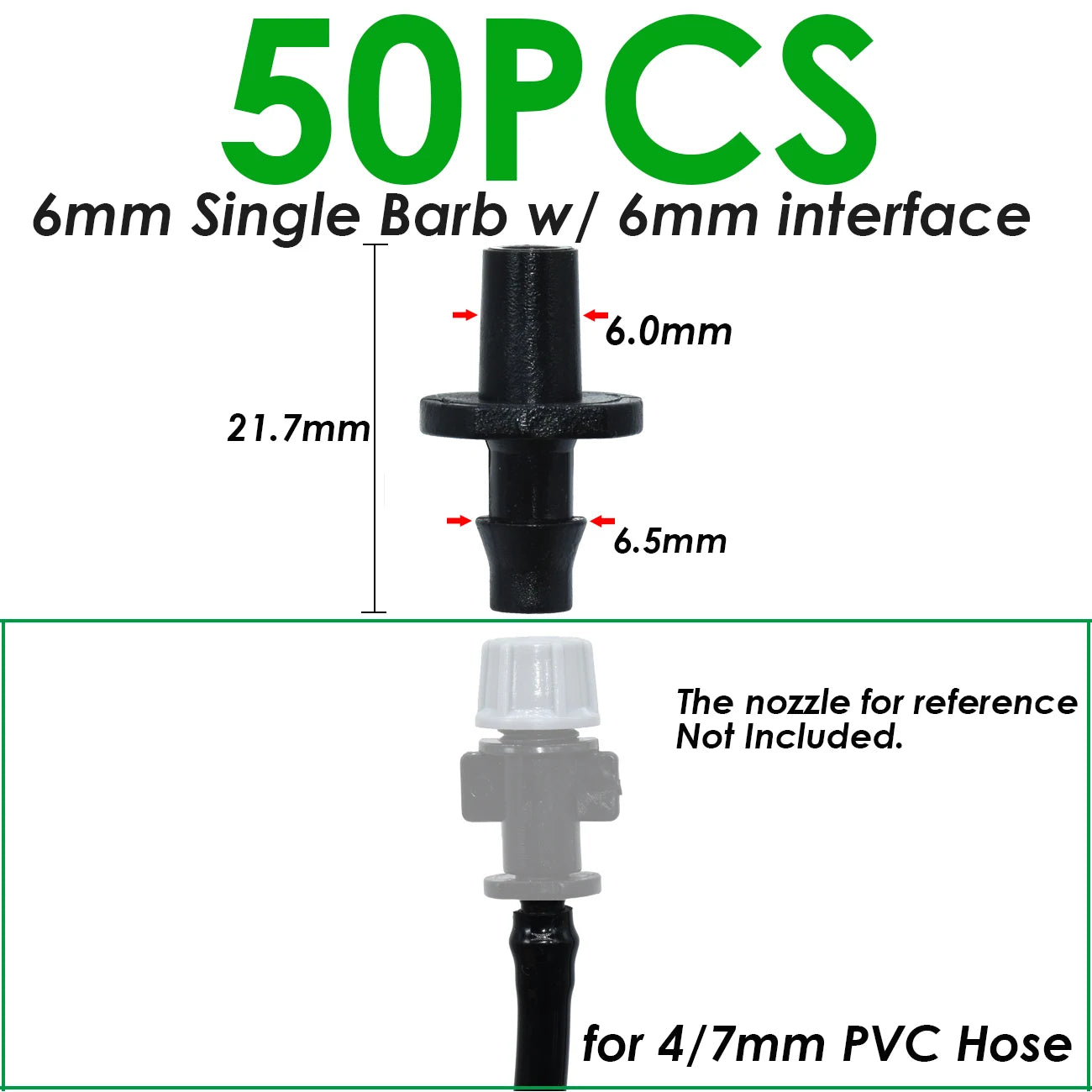 SPRYCLE 20-100PCS 1/4 Inch Connector Joint Tee Drip Irrigation Dripper Watering Garden Tools for 4mm/7mm Pipe Hose Greenhouse
