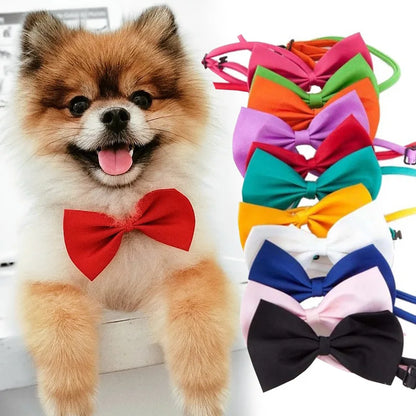Pet Dog Cat Necklace Adjustable Neck Band Cute Bowknot Pet Care Accessories Dog Cat Striped Bow Necklace Pet Supplies