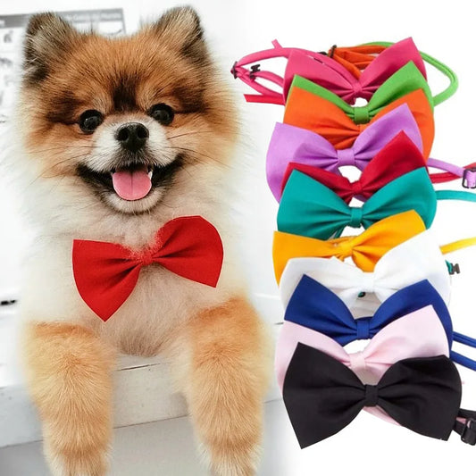 Pet Dog Cat Necklace Adjustable Neck Band Cute Bowknot Pet Care Accessories Dog Cat Striped Bow Necklace Pet Supplies