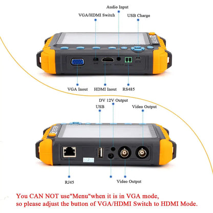 PEGATAH IV8W 8MP AHD/CVI/TVI CVBS CCTV Tester CCTV Cameras Tester AHD Testers with HDMI VGA Input Video Tester CFTV Mini Monitor