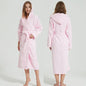 Hooded Bathrobe for Men, 100% Cotton, Thick Warm Towel, Fleece Cotton Dressing Gowns, Long Bath Robe, Hotel Spa, Soft Bridesmaid
