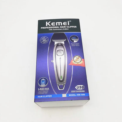 Kemei 1949 Professional Hair Clipper All Metal Men Electric Cordless Hair Trimmer 0mm Baldheaded T Blade Finish Haircut Machine